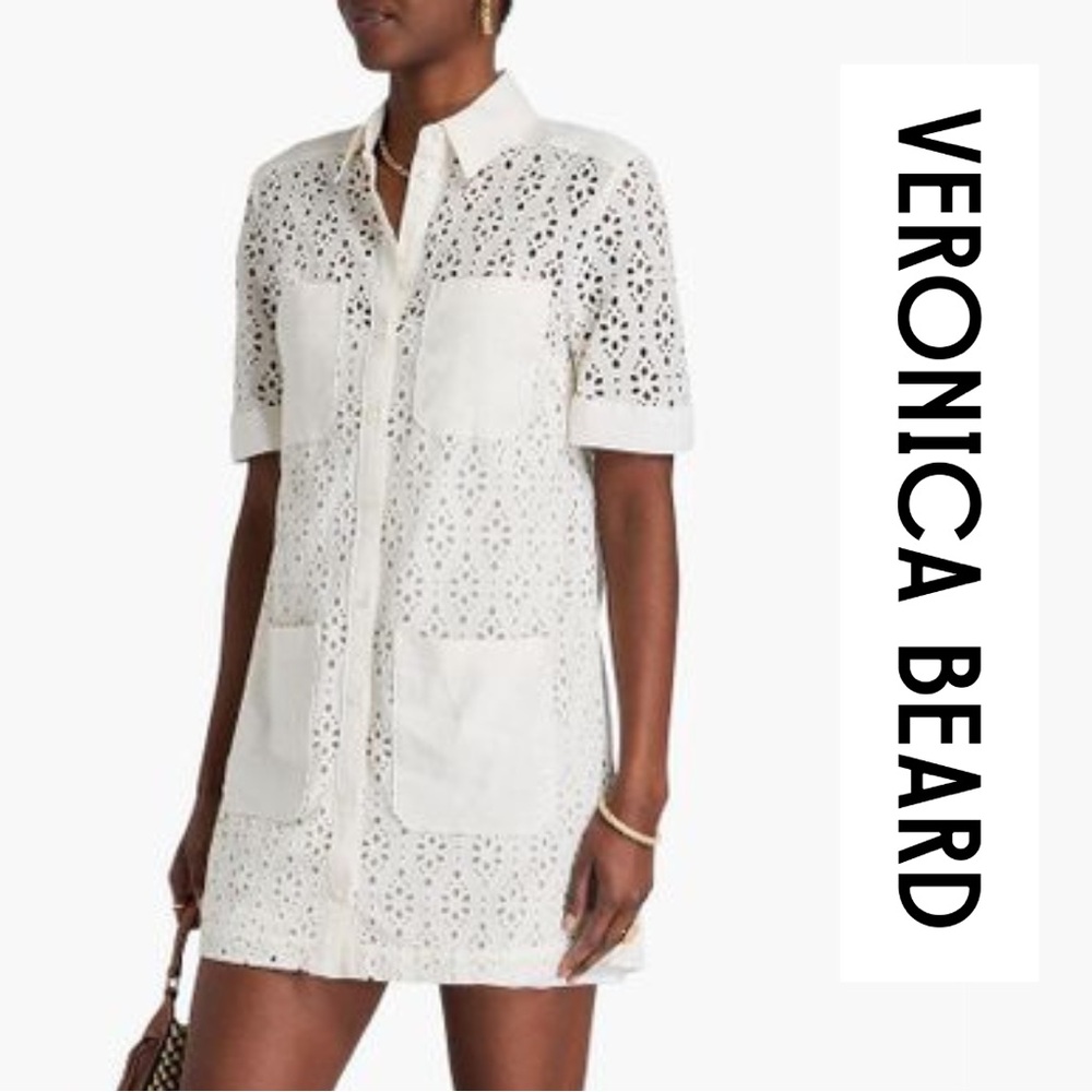 NWT Veronica Beard Rafaela White Eyelet Lace Mini Dress - Size 4 - Picture 3 of 14